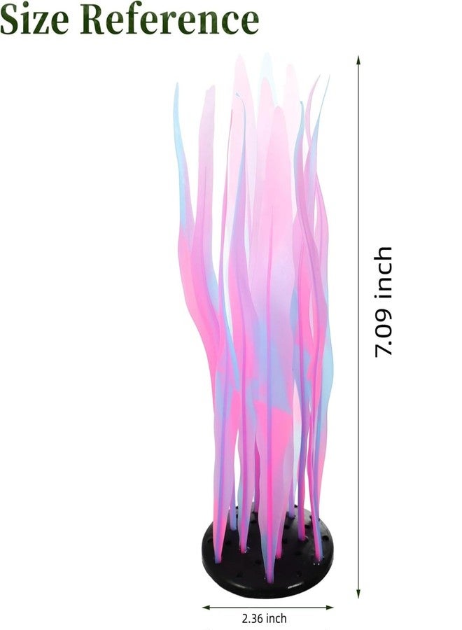 Civore Aquarium Decor,2Pcs Pink Glowing Kelp Plant, Soft Silicone Fluorescence Coral Decor, Safe Glowing Fish Tank Ornaments for Freshwater/Saltwater - Image 2